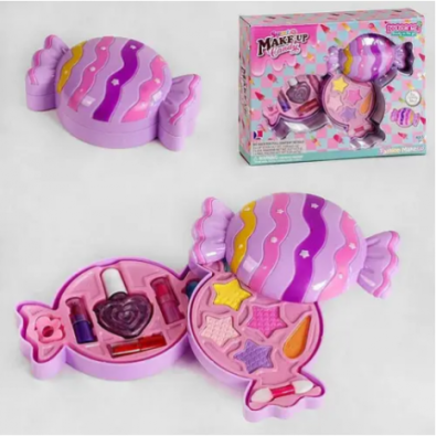 Набір косметики 10407-А "Цукерка" триярусна. Тіні, блискітки, помада, лак у коробці