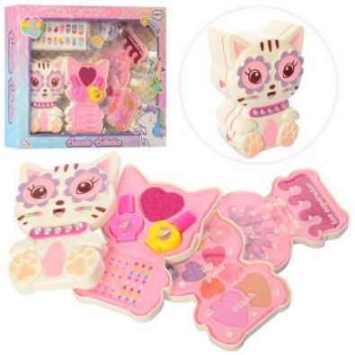 Набір косметики 1026-J "Кішечка" триярусна. Лаки 2шт, тіні, блиски у коробці