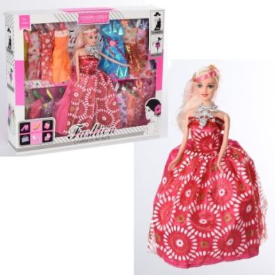 Лялька Барбі 0338-А-2 29см з сукнями 14шт у коробці