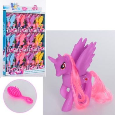 Конячка Поні 211-СF Pony Пегас 15см з волоссям та гребінцем