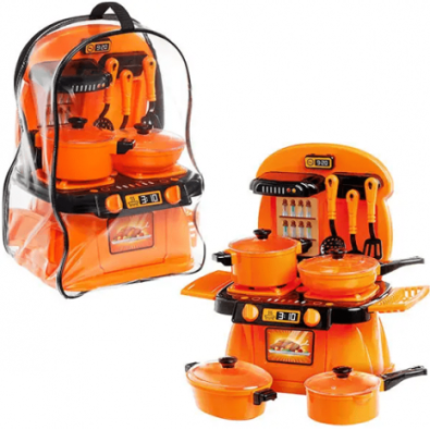 Набір посуду 10 предметів "Cooking Plate With Dishes" помаранчева велика у сумці