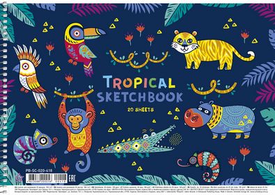 Альбом для малювання, спiраль, 20арк., 100г/м2, Star (PB-SC-020-418, Вибірковий УФ-лак)